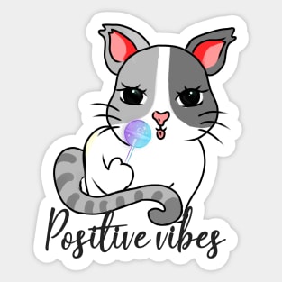 Positive vibes cat and a lollipop Sticker